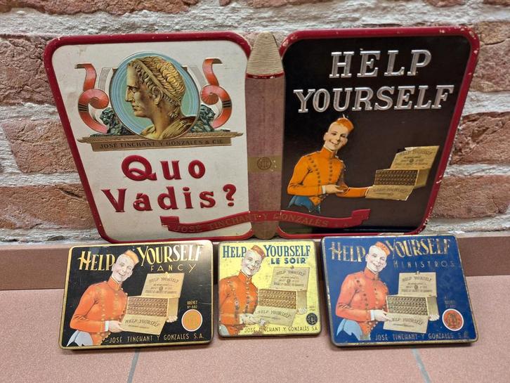 Panneau publicitaire Help Yourself de 1947 José Tinchant, Collections, Marques & Objets publicitaires, Utilisé, Panneau publicitaire