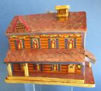2-2 x Houten Huisjes - voor in de Kerstboom - jaren 1950, Verzenden, Gebruikt