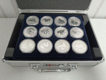 Complete Lunar 2 serie zilver 1 oz met koffer, Enlèvement ou Envoi, Affranchi