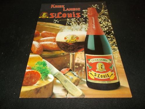 Van Honsebrouck - St.Louis Kriek Lambic - karton 1984, Collections, Marques de bière, Utilisé, Panneau, Plaque ou Plaquette publicitaire