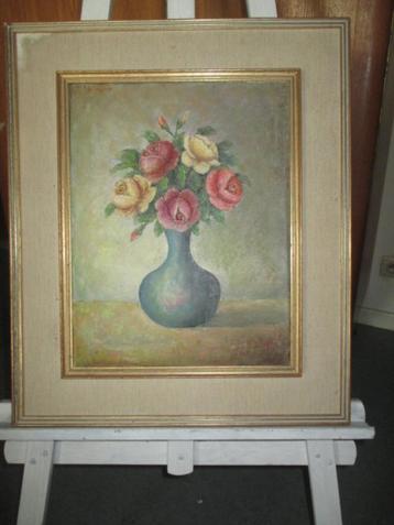 Peinture « Vase bleu avec roses », Enlèvement ou Envoi