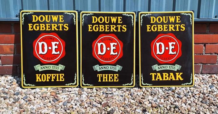 3 delige set emaille borden van Douwe Egberts(reproductie)., Verzamelen, Merken en Reclamevoorwerpen, Nieuw, Reclamebord, Ophalen of Verzenden