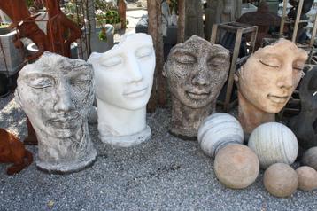 XXL gepatineerd stenen gezichtsbeeld H: 1 m 18 cm! beschikbaar voor biedingen