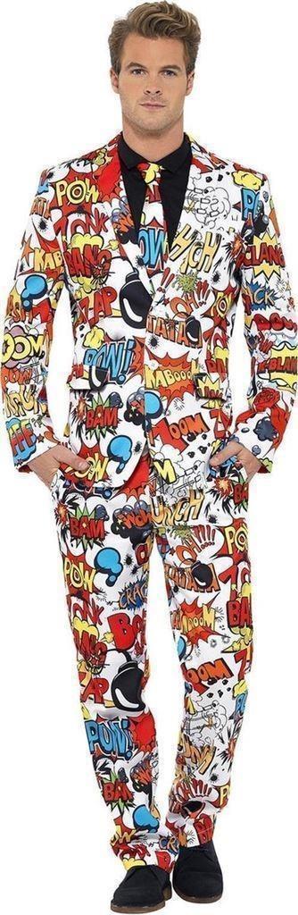 OppoSuits Kostuums - Comic Strip Maat M, Vêtements | Hommes, Costumes & Vestes, Neuf, Taille 48/50 (M), Blanc, Enlèvement ou Envoi