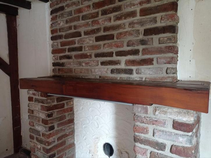 2 anciennes poutres de cheminée en bois tropical massif, Doe-het-zelf en Bouw, Hout en Planken, Gebruikt, Balk, Overige houtsoorten