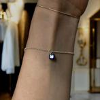 Armband met twee saffieren edelsteen zilver 925, Blauw, Ophalen of Verzenden, Zo goed als nieuw, Met edelsteen