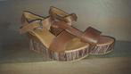 Plateausandalen / plateauschoenen uit leder bruin maat 39, Bruin, Zo goed als nieuw, Sandalen of Muiltjes, Ophalen of Verzenden