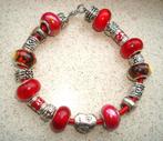 Leren armband met 21 bedels - maat naar wens, Verzenden, Nieuw, Leer, Met bedels of kralen
