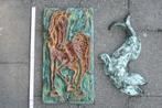 2 x Keramiek wandtegel met paard / vis (jaren 60), Ophalen of Verzenden