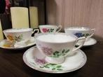 4 theekopjes met ondertassen Royal york Bone China England., Antiek en Kunst, Antiek | Porselein, Ophalen of Verzenden