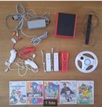 Nintendo Wii Mini + 3 controler,3 chuk,1 Wii Wheel, 5 spel, Ophalen, Zo goed als nieuw