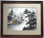 Japans kunst zijdedraad borduurdwerk landschap uit de ca 50, Antiek en Kunst, Ophalen of Verzenden