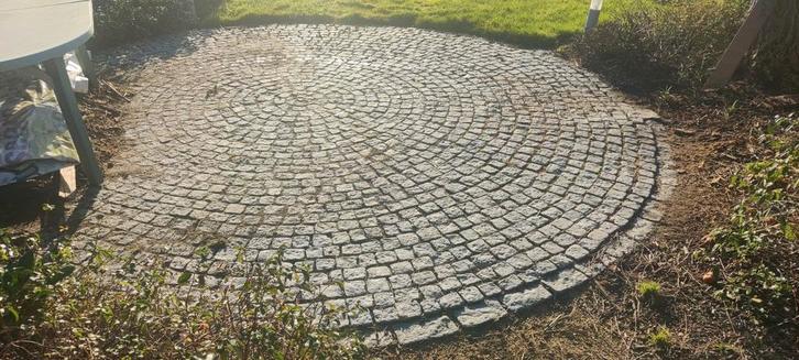 Granieten kasseien 18,5m², Tuin en Terras, Grind, Keien en Split, Ophalen