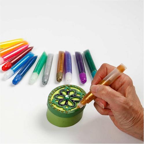 glitterlijm-set-12-kleuren-x-10-ml-knutselen met lijm cadeau, Hobby en Vrije tijd, Overige Hobby en Vrije tijd, Nieuw, Verzenden