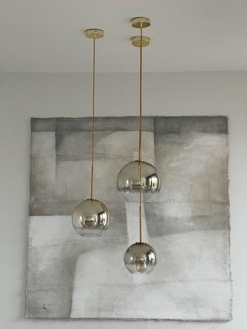 Set van 3 glazen hanglampen beschikbaar voor biedingen