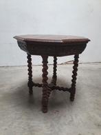 Antieke walnoot- en eikenhouten bijzettafel 75x75 cm, Huis en Inrichting, Antiek, Gebruikt, Overige vormen, 60 cm of meer