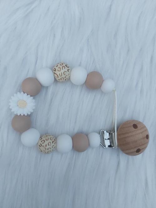 Speenkoord bloemetje wit, Kinderen en Baby's, Kraamcadeaus en Geboorteborden, Nieuw, Kraamcadeau, Verzenden
