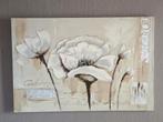 Canvas / schilderij  120 x 80 - beige tinten - bloemenmotief, 75 cm ou plus, Comme neuf, Enlèvement, Peinture