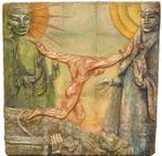 1931 Jean DELVILLE studie Dernières Idoles polychrome stucco, Antiek en Kunst, Kunst | Schilderijen | Modern, Ophalen