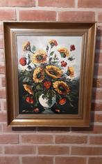 Schilderij zonnebloemen in pot, Huis en Inrichting, Nieuw, Schilderij, Ophalen of Verzenden, 50 tot 75 cm