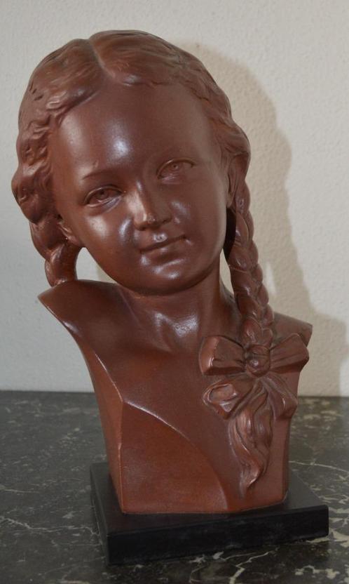 Tête de fille vintage R. Scali 32 cm h, Antiquités & Art, Curiosités & Brocante, Enlèvement ou Envoi