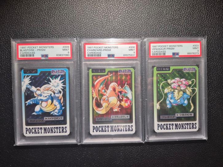 Pokémon charizard blastoise venusaur prism carddass psa 9, Hobby en Vrije tijd, Verzamelkaartspellen | Pokémon, Ophalen of Verzenden
