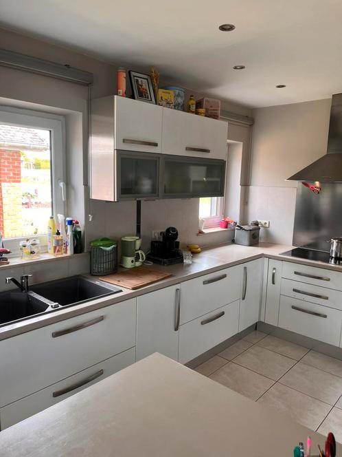 Cuisine equipee Aran + ilot central, Huis en Inrichting, Keuken | Complete keukens, Gebruikt, U-keuken, Wit, Met kookeiland, Ophalen
