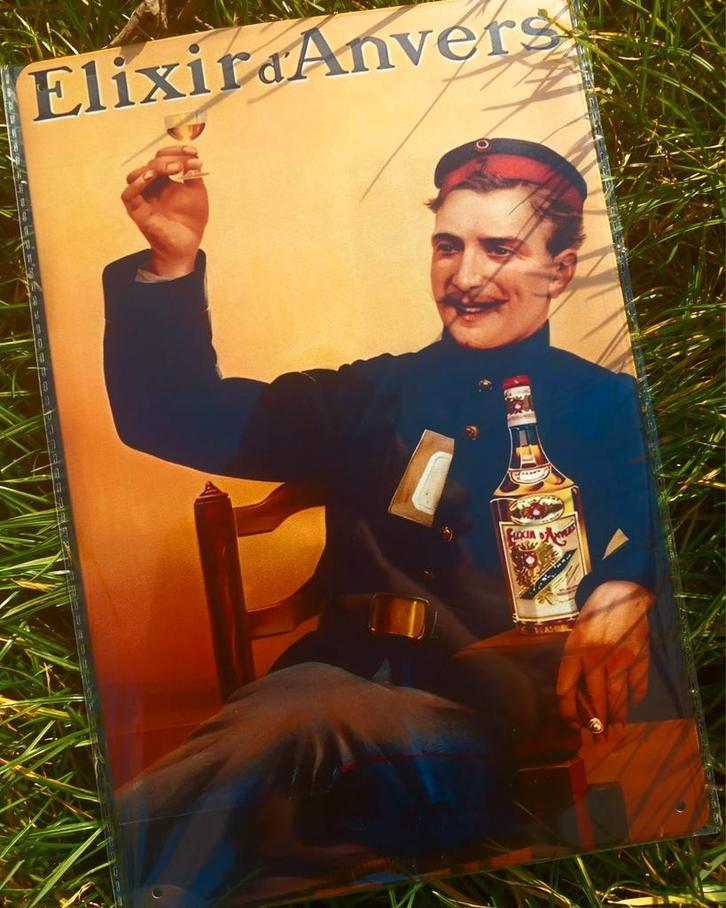 Wo1 metalen plaat Belgische infanterist, elixer d'anvers, Verzamelen, Militaria | Tweede Wereldoorlog, Landmacht, Foto of Poster