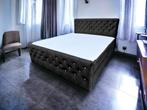 Boxspringbed /continentaal bed /slaapkamerbed met bedladen, Nieuw, 180 cm, Stof, Zwart