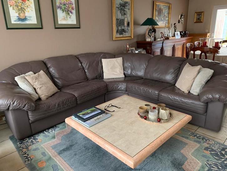 Lederen zithoek, Huis en Inrichting, Zetels | Complete zithoeken, Gebruikt, Leer, Ophalen