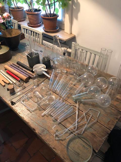 ANTIEK VINTAGE LABOMATERIAAL GLAS INSTRUMENTEN CHEMIE LABO, Antiek en Kunst, Antiek | Gereedschap en Instrumenten, Ophalen