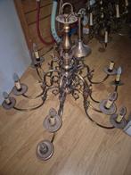2 koperen antieke vlaamse lusters !  Dubbelarmig!, Antiek en Kunst, Ophalen