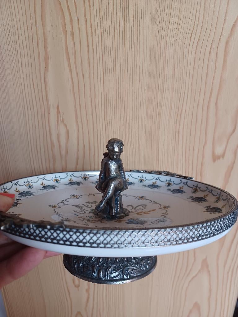 Retro serveerschaal op voet, Rond, Comme neuf, Balance, Enlèvement