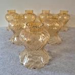 Vintage 7 amberkleurige lampenkapjes in glas, Antiek en Kunst, Ophalen