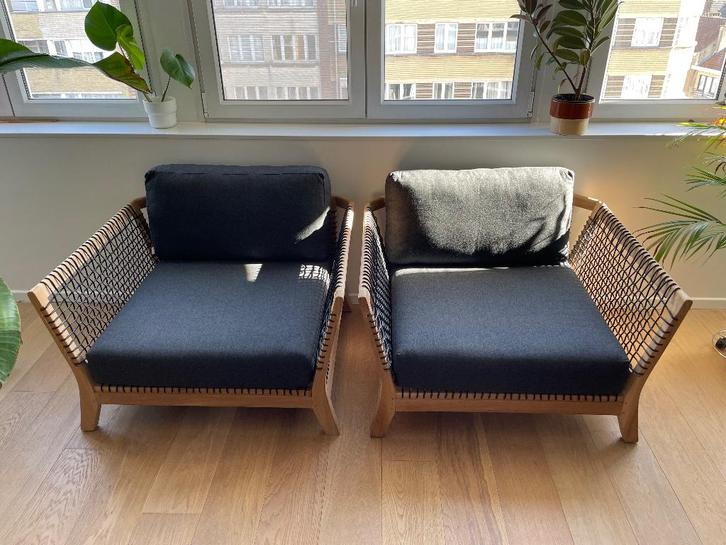 2 Teakhouten buitenstoelen, Tuin en Terras, Tuinstoelen, Nieuw, Teakhout, Ophalen