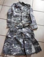 Coolcat-ensemble jupe+gilet/veste-imprimé camouflage gris-M, Taille 38/40 (M), Gris, Comme neuf, Coolcat