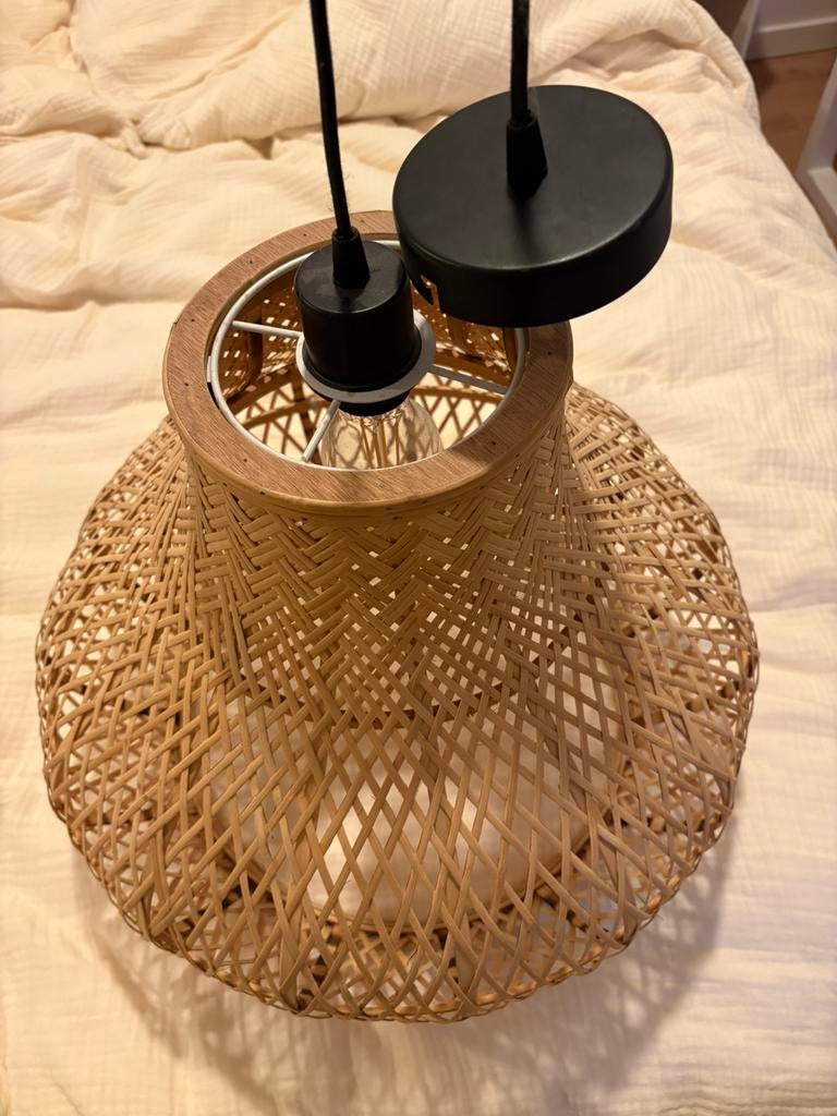 Rotan hanglamp – boho stijl – sfeerverlichting, Ophalen, Zo goed als nieuw