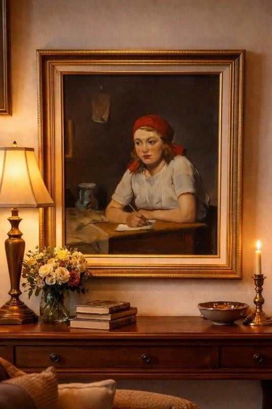 Schilderij van een jong meisje, Ophalen of Verzenden