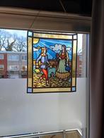 Gekleurd glasraam Tijl & Nele, Antiek en Kunst, Ophalen of Verzenden