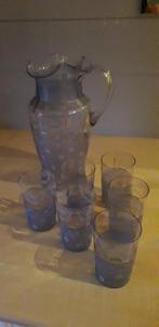 Karaf met 6 glazen - zeer oud- helemaal intakt, Antiek en Kunst, Ophalen