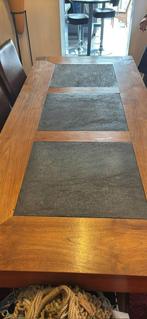 Table Teck + 8 Chaises cuir faire offre, 200 cm ou plus, Teck et chaises osier cuir, Enlèvement, Utilisé