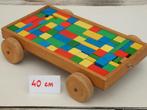 Wagentje 2 stuks + extra partij houten blokjes samen = 10€, Enlèvement ou Envoi, Utilisé, Jouet à Pousser ou Tirer