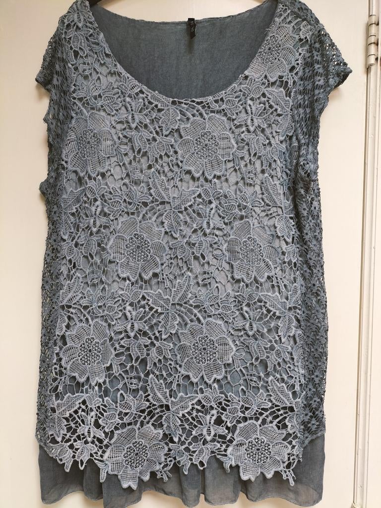 Mooie blauwe kanten tuniek Paprika 46, Vêtements | Femmes, Blouses & Tuniques, Enlèvement ou Envoi