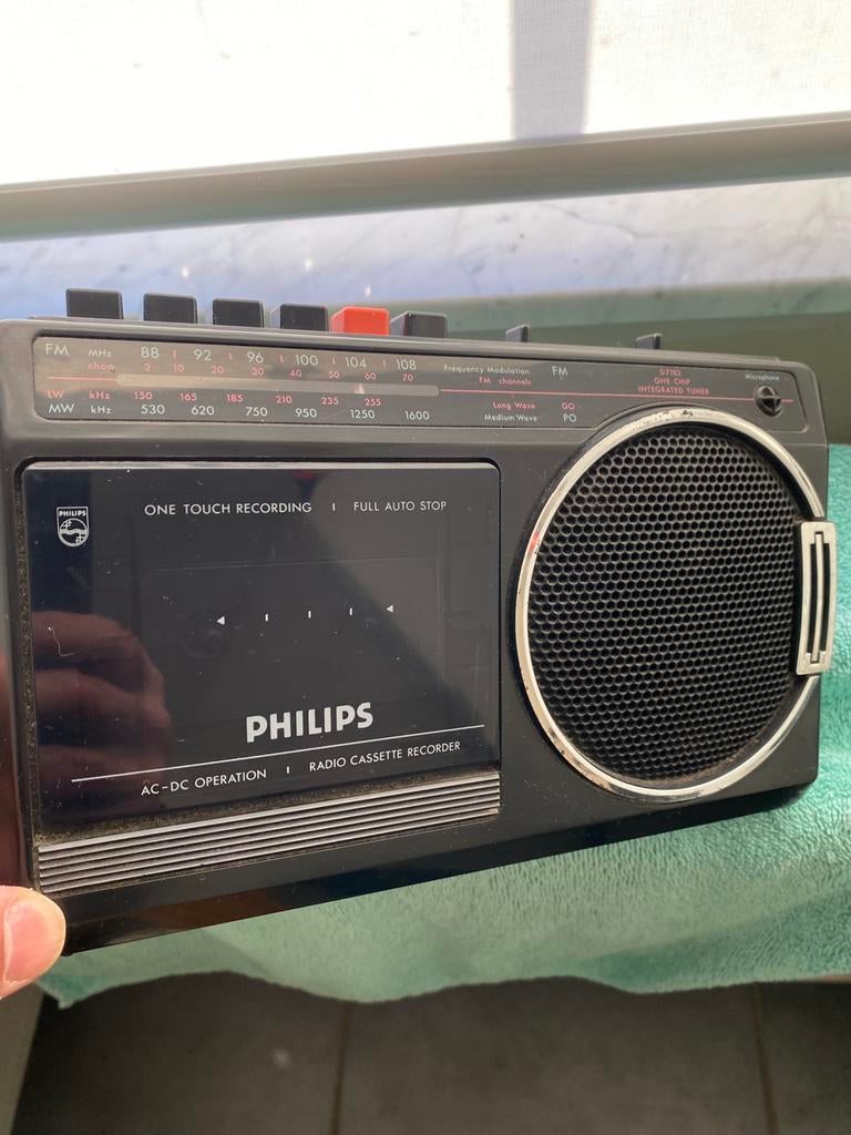 Radio cassette philips vintage, Enlèvement, Comme neuf, Radio