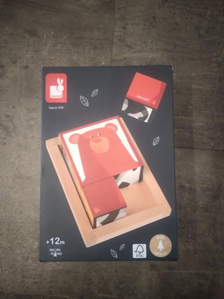 Houten puzzel bosdieren 6 blokken, Ophalen, Nieuw, Van hout, Minder dan 10 stukjes