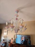 Mooie oude luster, lampen veranderen. Denk murano glas., Ophalen, Glas