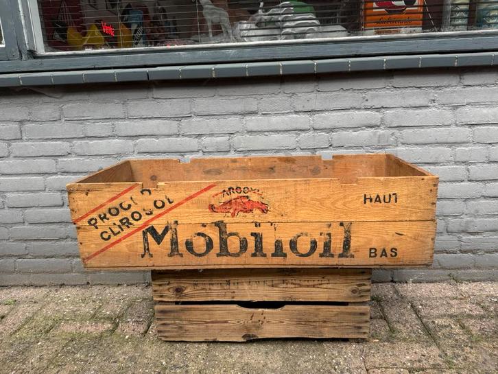 Ancienne caisse publicitaire Mobil Oil Pegasus, Collections, Marques & Objets publicitaires, Utilisé, Emballage, Enlèvement