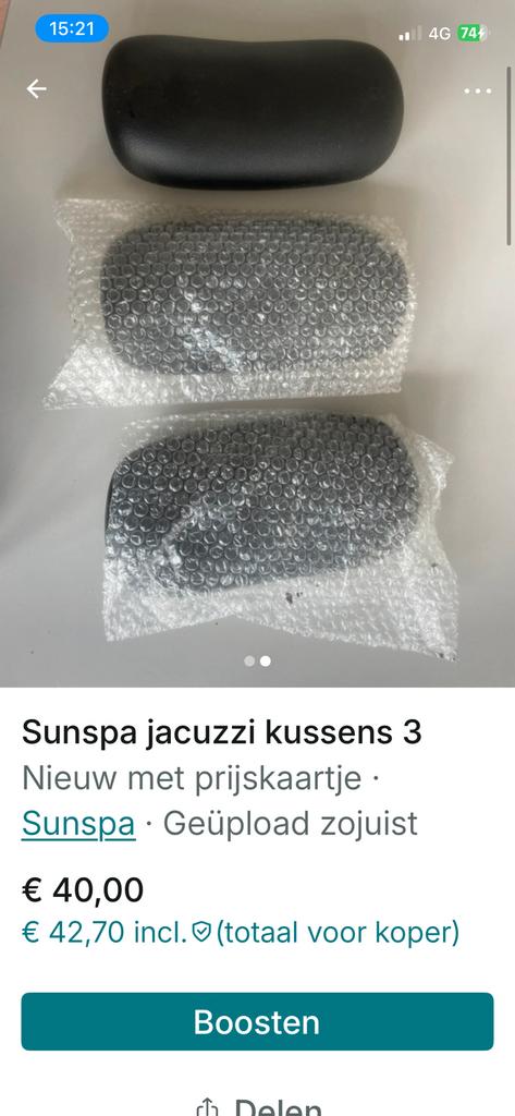 Sunspa 3 hoofskussens, Verzenden, Nieuw