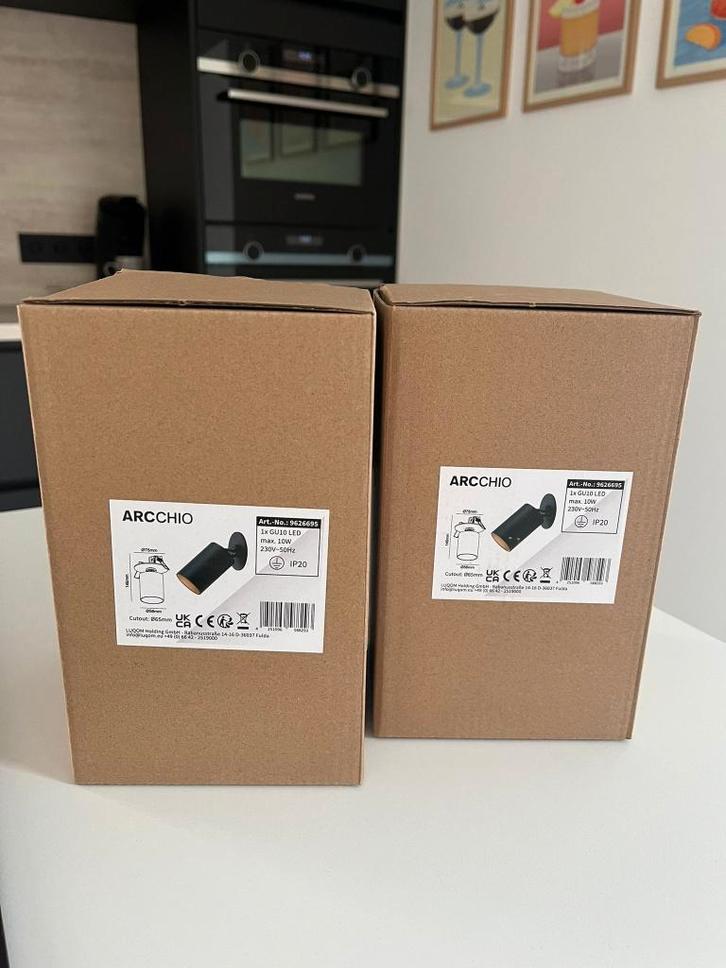 Arcchio inbouwspot Davin, zwart, cilinder, set van 2, Huis en Inrichting, Lampen | Spots, Nieuw, Plafondspot of Wandspot, Metaal of Aluminium