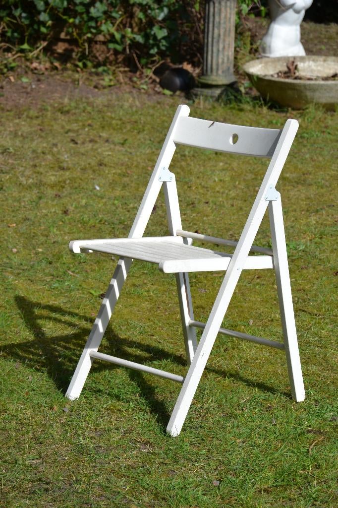 Chaises pliantes blanches, Jardin & Terrasse, Enlèvement, Utilisé, Bois, Pliant